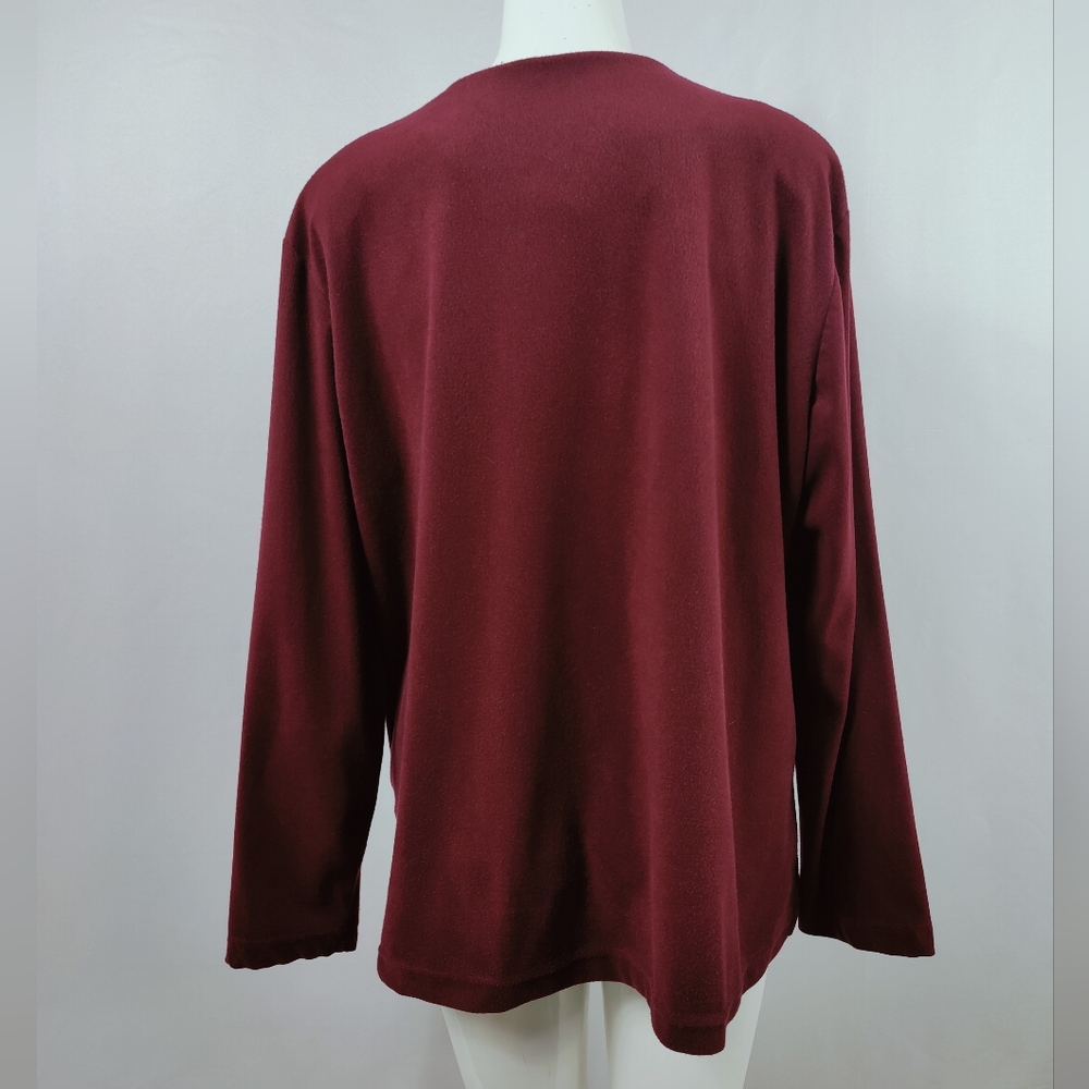 Vtg Company Collection Burgundy Leaf Embroidered button Down Sweater Blouse Sz L - Picture 3 of 13